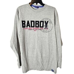 Bad Boy Vintage Gray Long Sleeve 'BADBOY' Graphic Shirt Men's Size Large